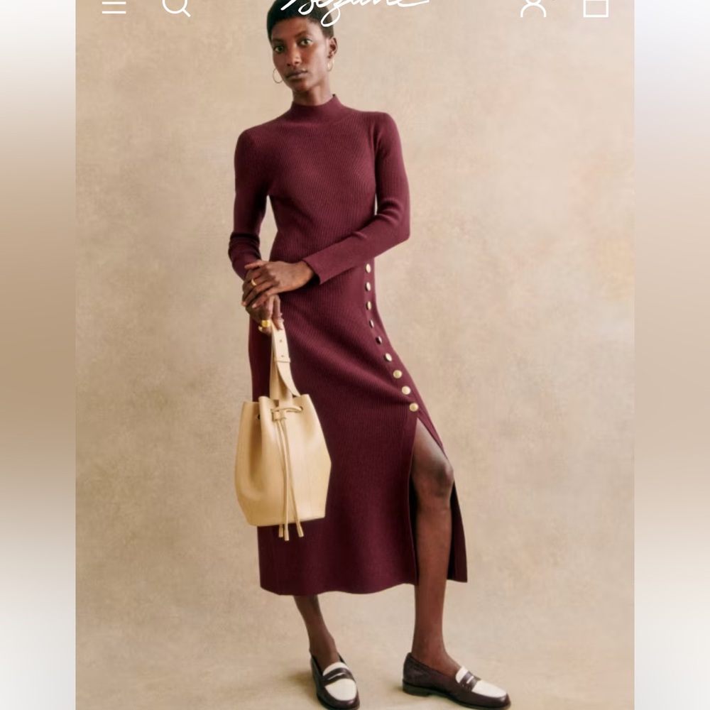 Sezane Harper Dress in Burgundy